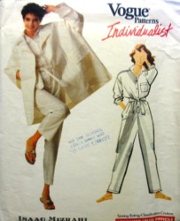 2279 ISAAC MIZRAHI LOOSE COLLAR POCKET A-COAT, JUMPSUIT, SASH  VOGUE PATTERN 6-10 uncut